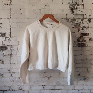 ZARA Oatmeal Boxy Crop Crewneck Sweatshirt